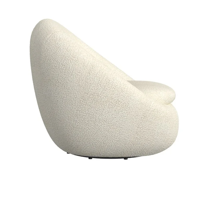 HomePop Round Barrel Shape Swivel Chair-White Sherpa