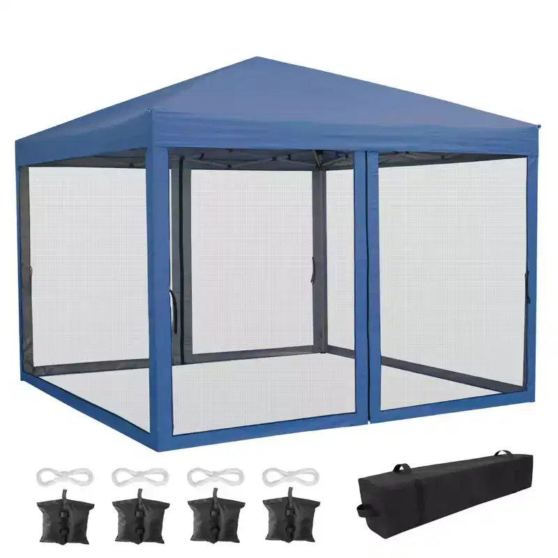 10 x 10 FT Pop Up Canopy, Canopy with Mosquito Netting, Wheeled Carry Bag, Heavy Duty Sun Shade for Patio, Backyard