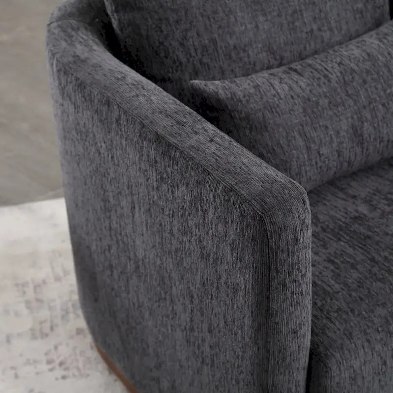 GDFStudio - Harper Chenille Swivel Barrel Chair with Sturdy Metal Base and Ergonomic Design