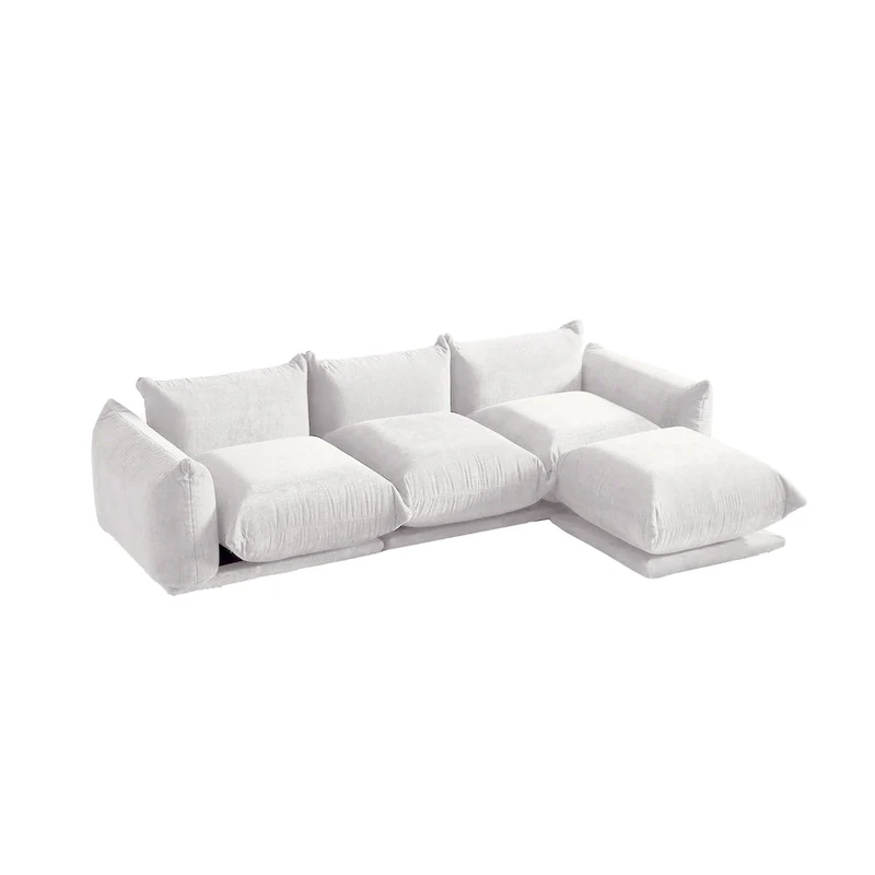 104 L-shape Chenille Modular Sofa Modern Sectional Semi-firm Sofa Couch with Ottoman