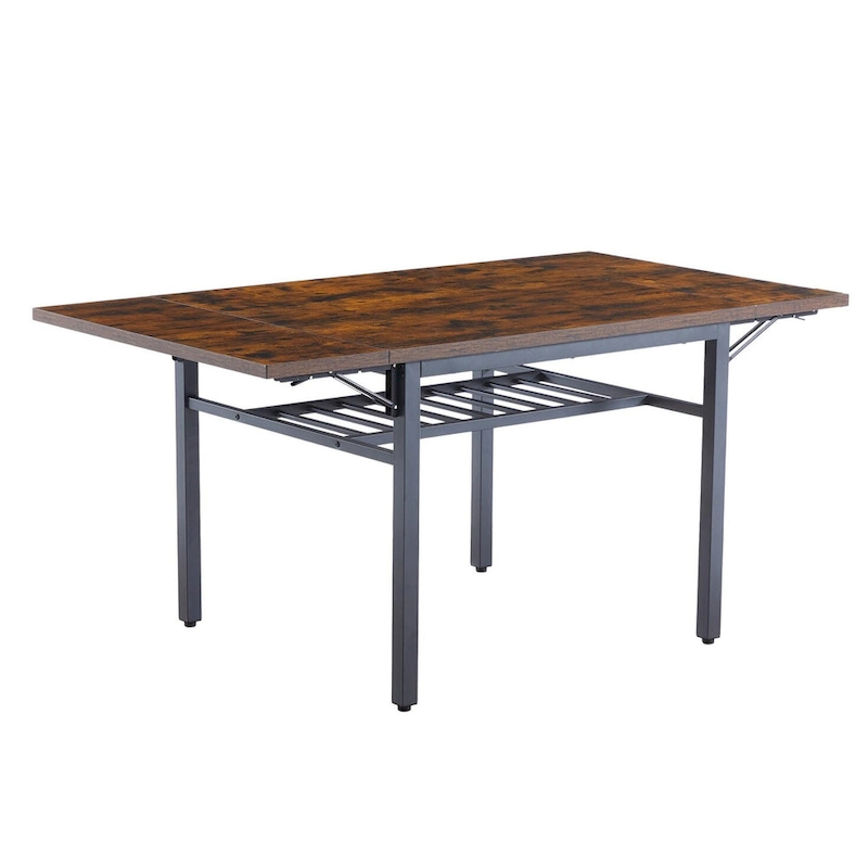 Industrial Folding Dining Table with Steel Frame