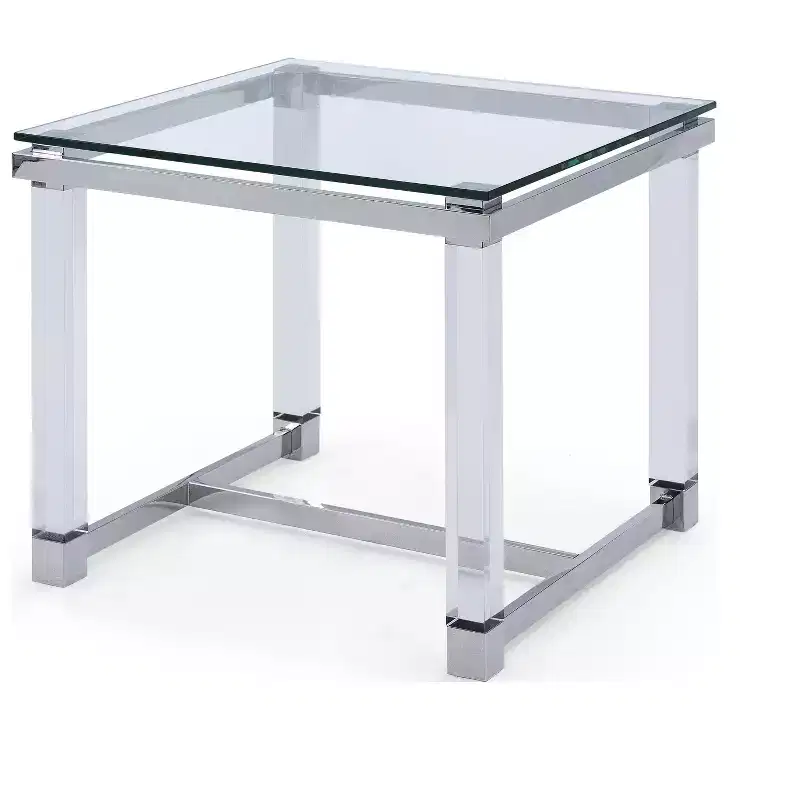 HomeStock 35 in.H Clear Color Round Tempered Glass Table Top End Table 1 -piece