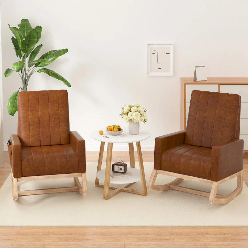 Adjustable Rocking Chair, Nursery Glider Chair with Adjustable High Back and Foot Rest