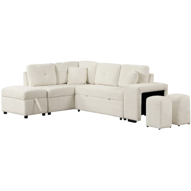 87.7 Convertible Sectional Pull Out Sofa Bed