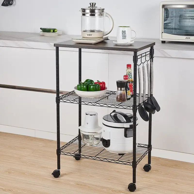 Farmhouse Kitchen Island Counter Height Table - Brown & White