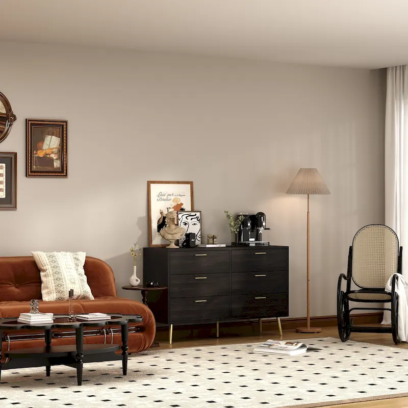 FUFU&GAGA Modern Double 6-Drawer Dresser Chest Of Drawers Cabinet