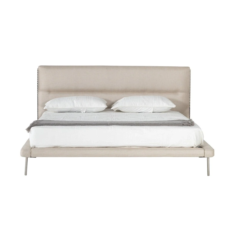 Modrest Bergeron Contemporary Cream Woven Fabric Bed