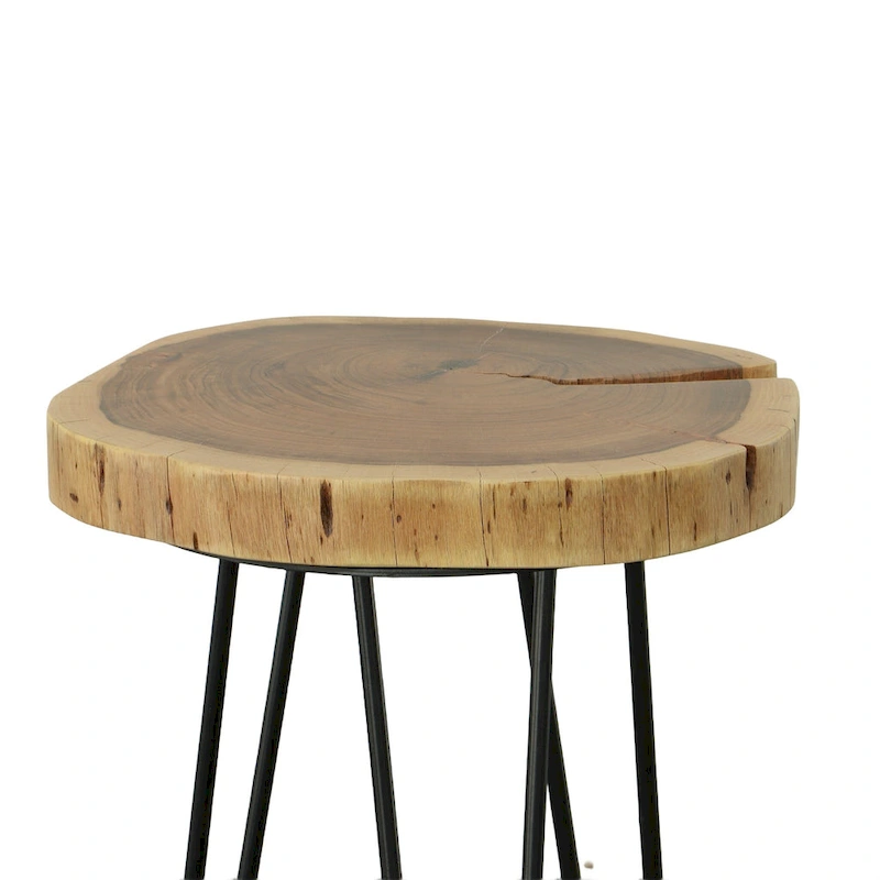 Carolina Living Seti Live Edge Accent Table - Natural Top - Black Base