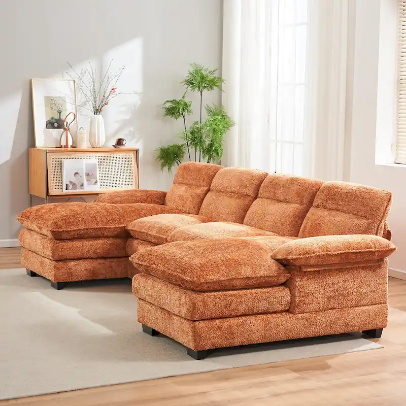 U-Shaped Chenille Sofa