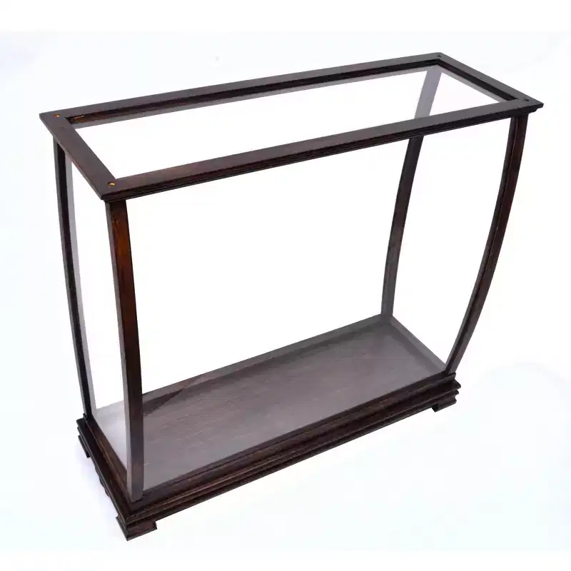 HomeRoots 13 Dark Brown And Clear Glass Standard Display Stand