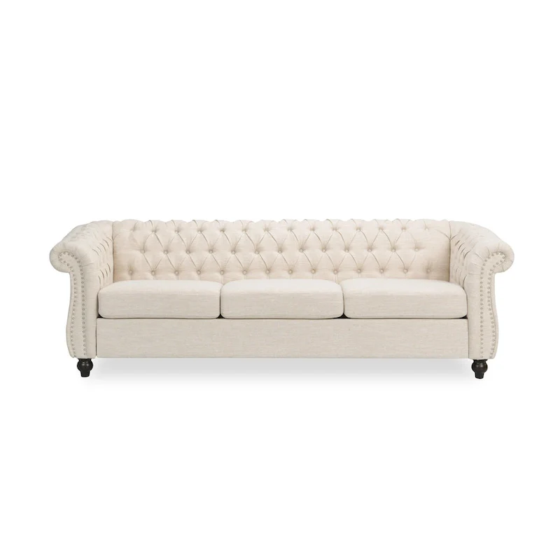 Chesterfield Button Tufted 3-seater Sofa with Nailheads