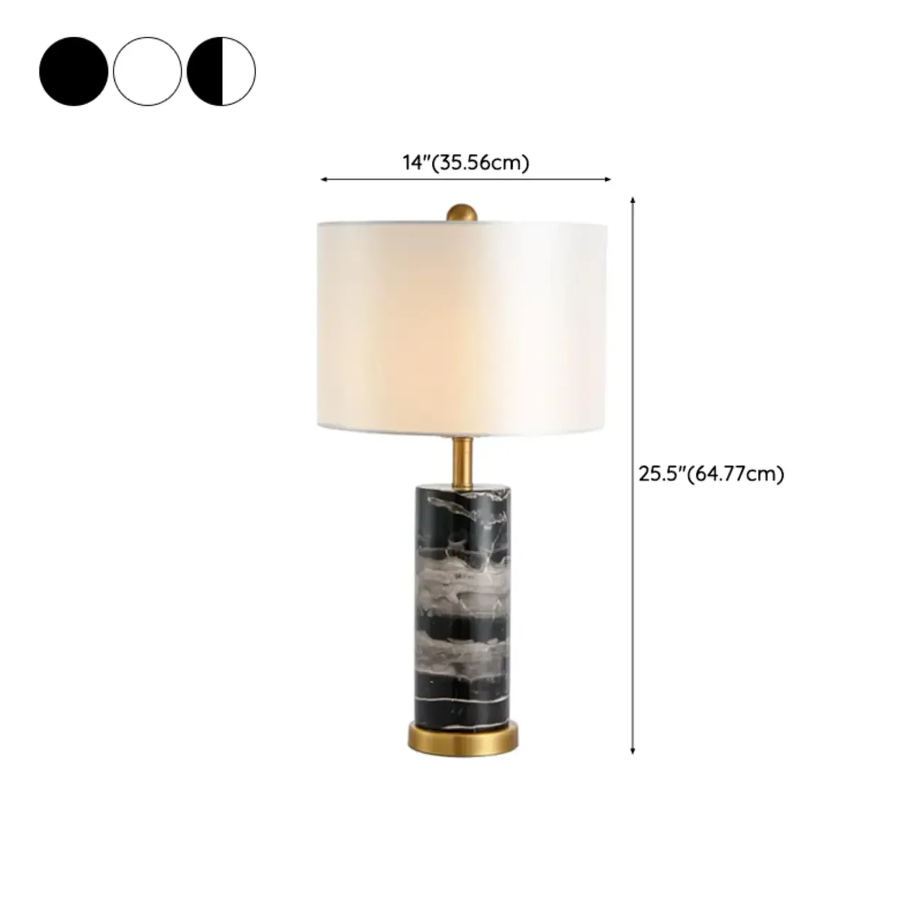 Modern Stone Table Lamp with Fabric Shade, LED Compatible