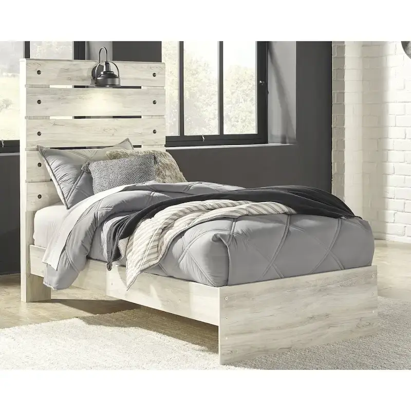 Whitewash Panel Bed, Farmhouse & Industrial Style, 1–2 Person