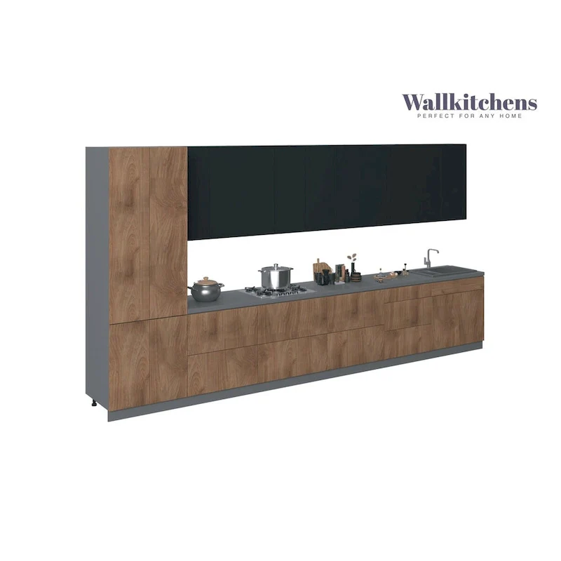 Kitchen Cabinet Set – White/Silver/Tan/Black, 4-Door, Fits 2–4 People, 182x24cm