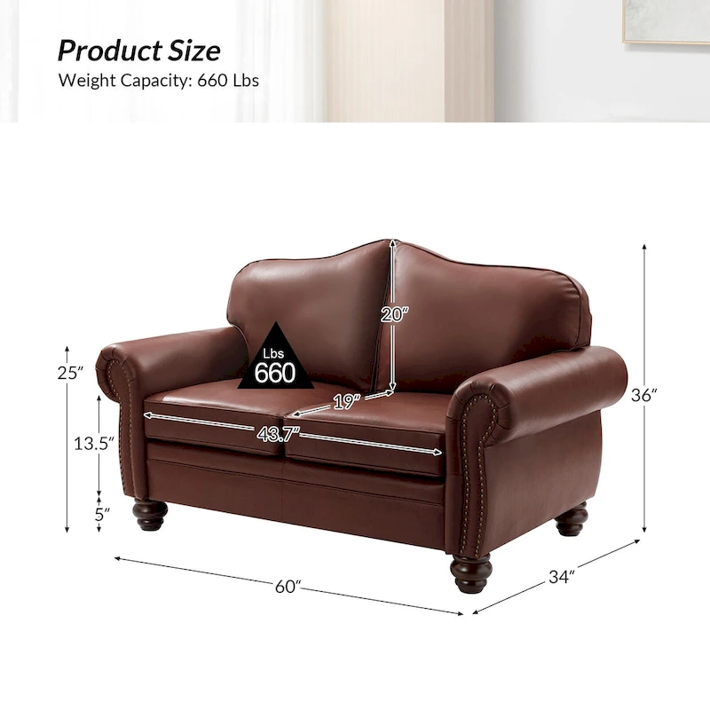 Angel Transitional Genuine Leather Sofa With Tufted Back by HULALA HOME