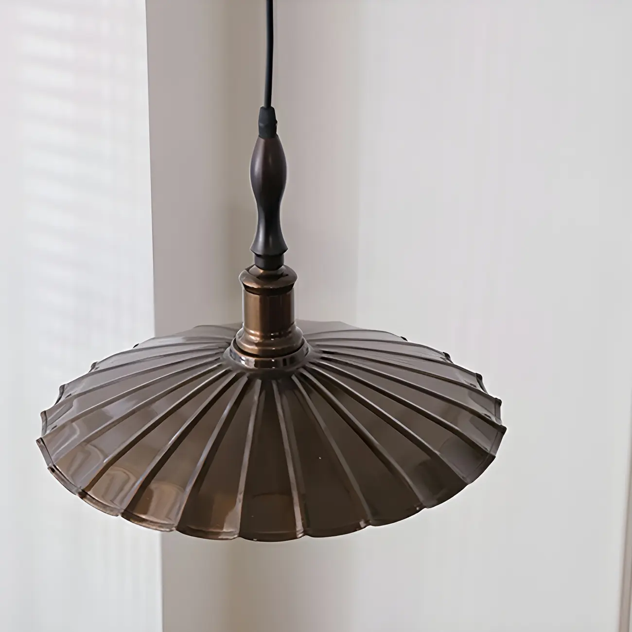 Brown Iron Fluted Cone Round Pendant Light