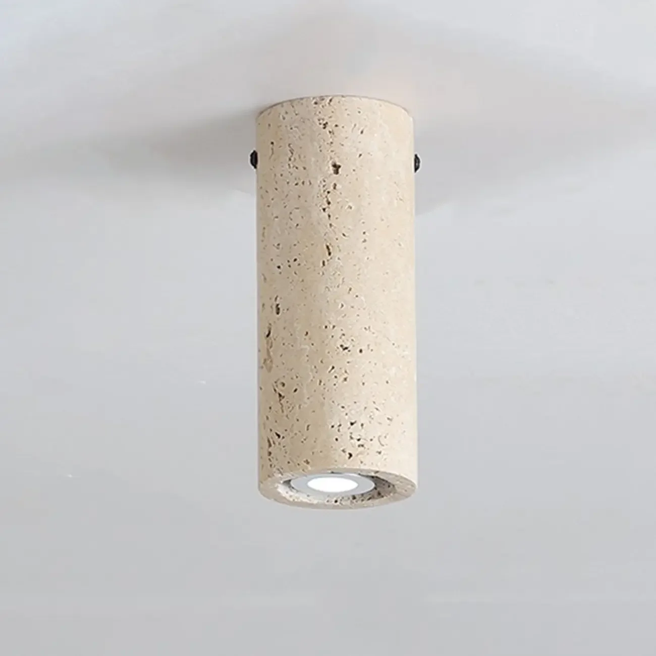 Modern Cylinder Stone Beige Flush Ceiling Light for Hallway
