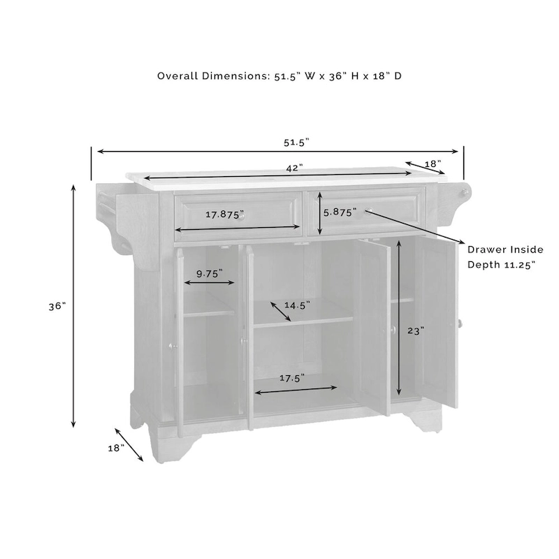 LaFayette Black Wood Kitchen Island with Natural Wood Top - 18d x 51.5w x 36h