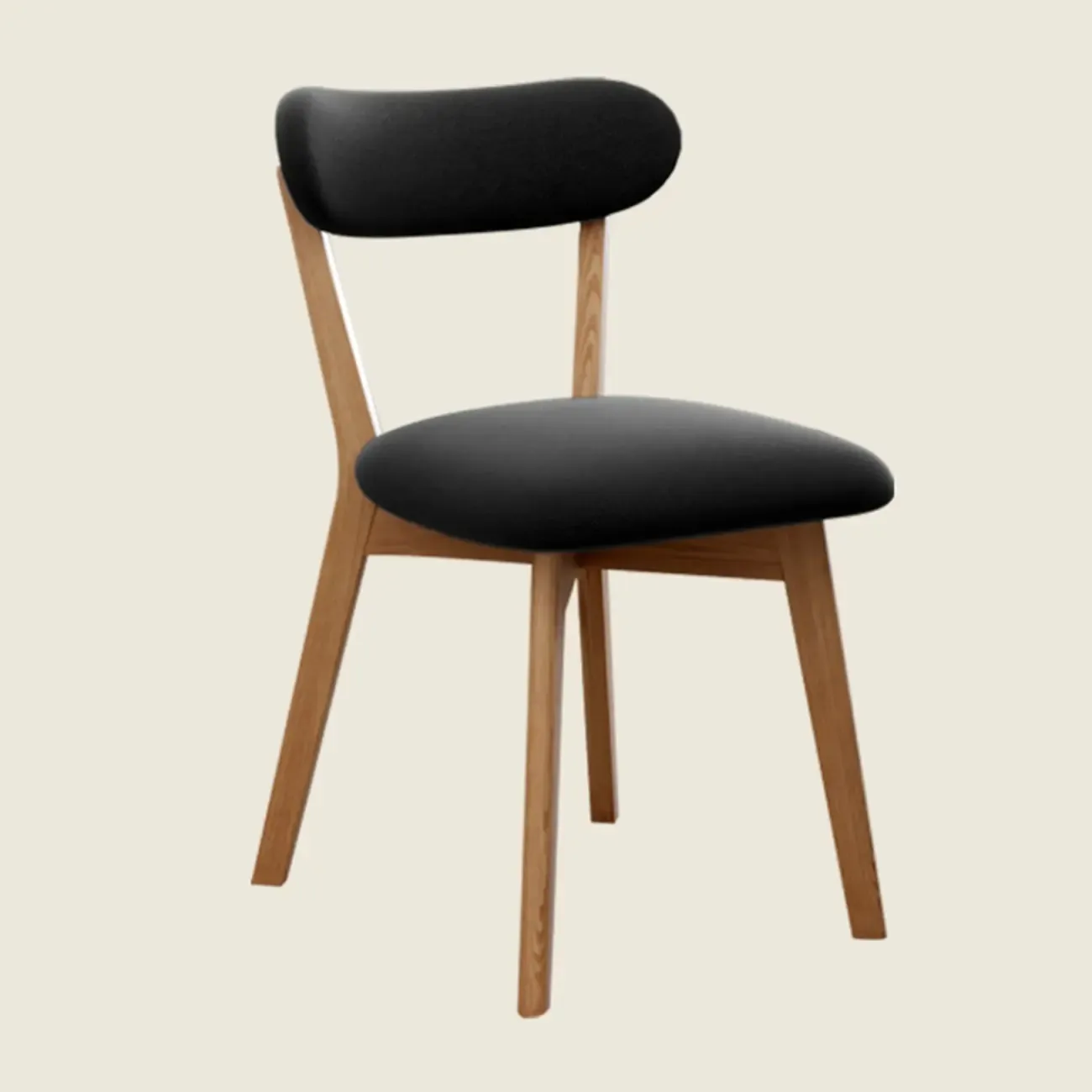 Walnut Wood Mid-Century Modern Upholstered Dining Chair