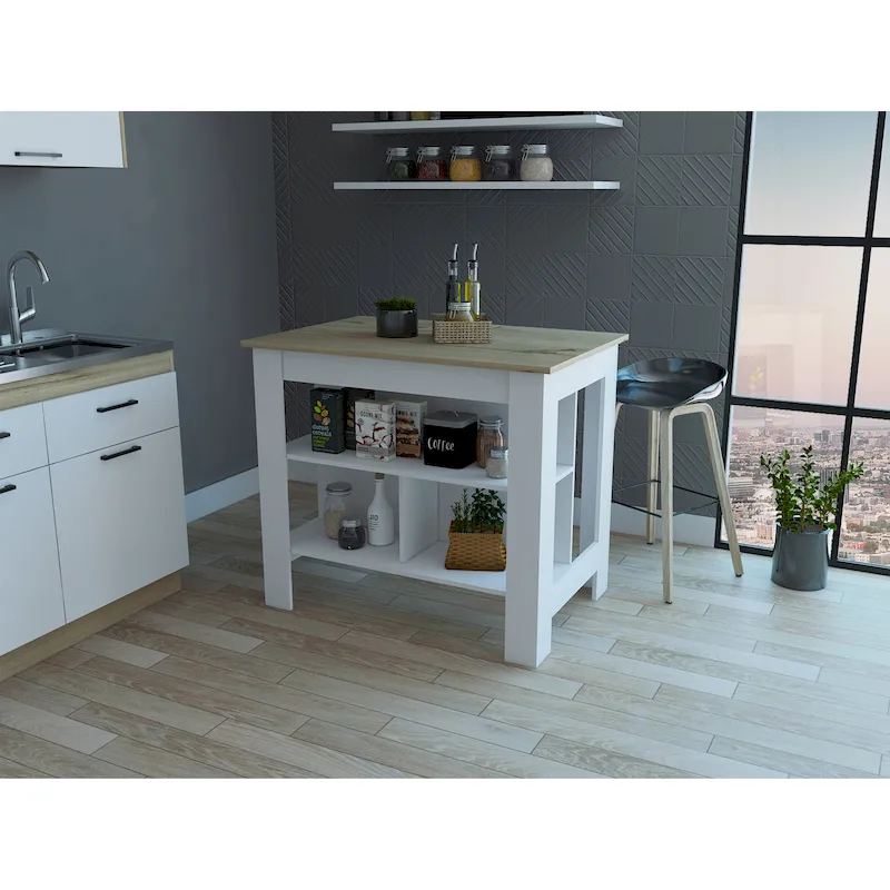 FM Furniture Brooklyn Antibacterial Surface Kitchen Island
