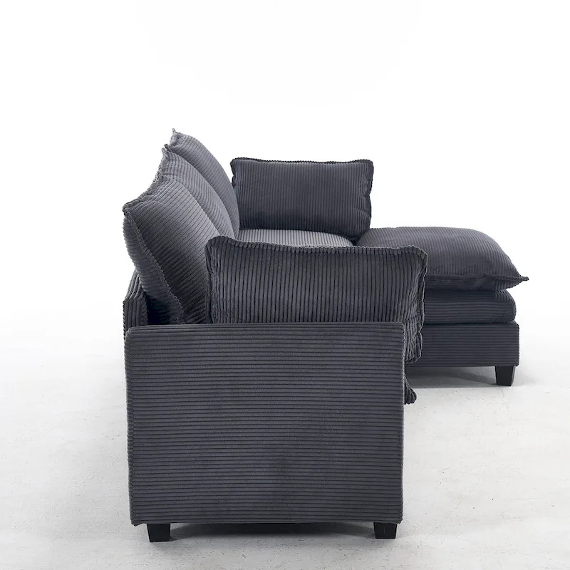 102  Velvet U-Shaped Sectional Sofa with Ottoman & Lumbar Pillows