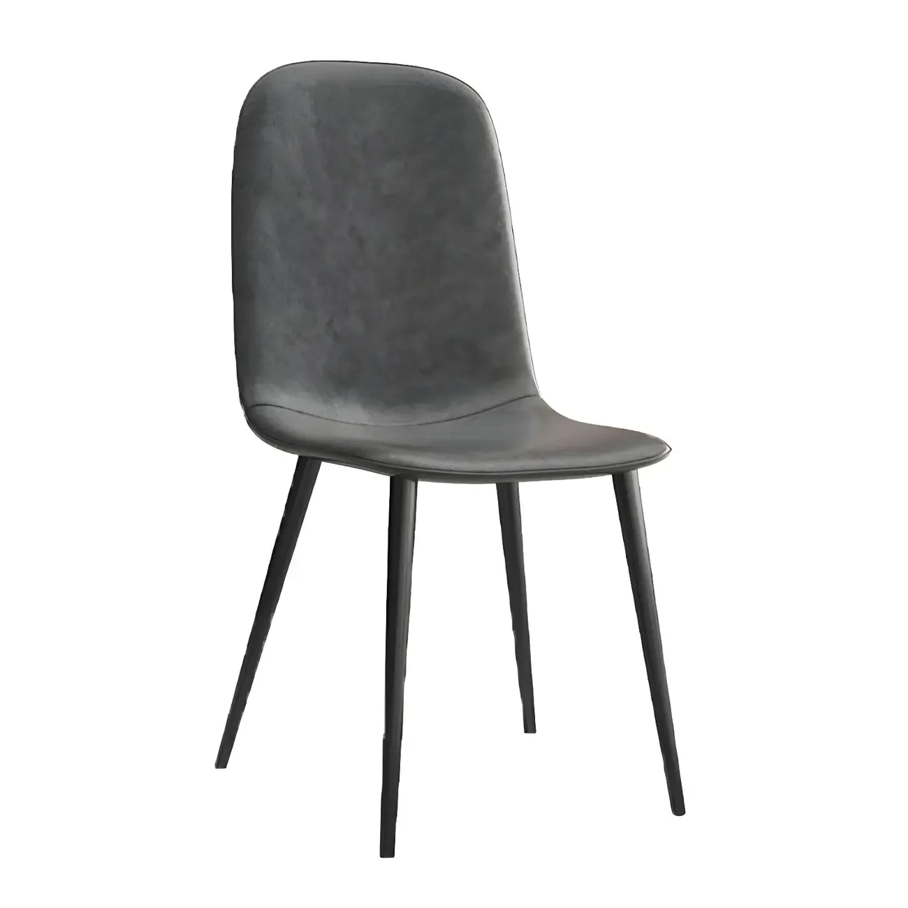 Industrial Armless Faux Leather Low Back Dining Chair