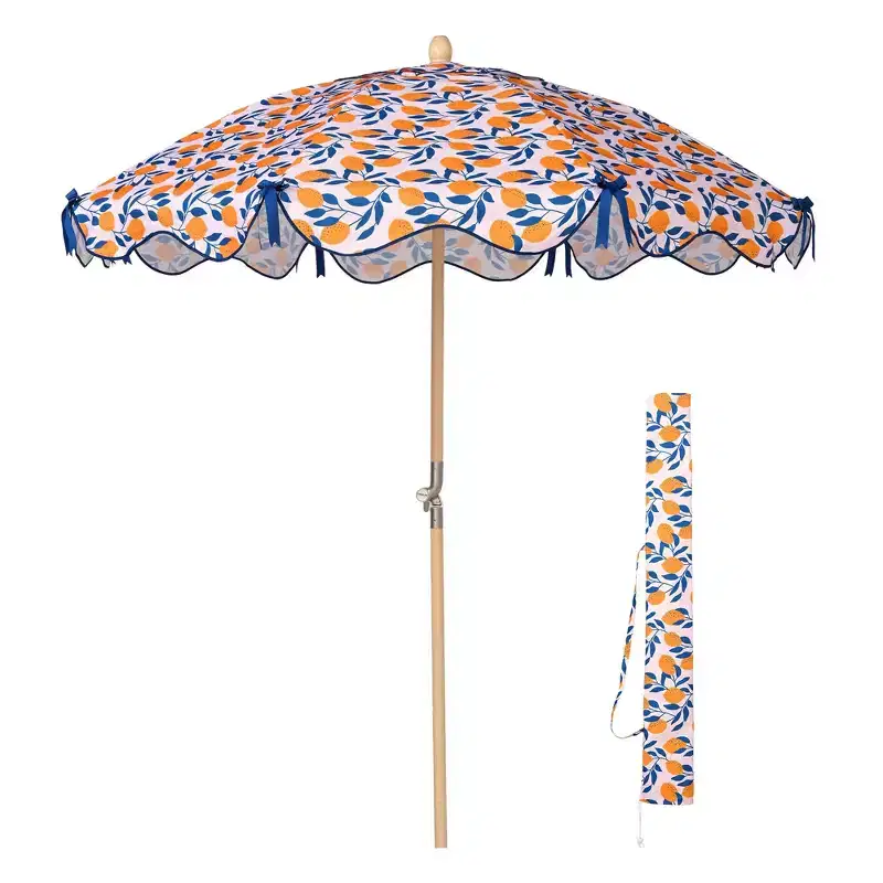 LAGarden Our Beach Portable Umbrella for Sand Beech Wood Pole Carry Bag