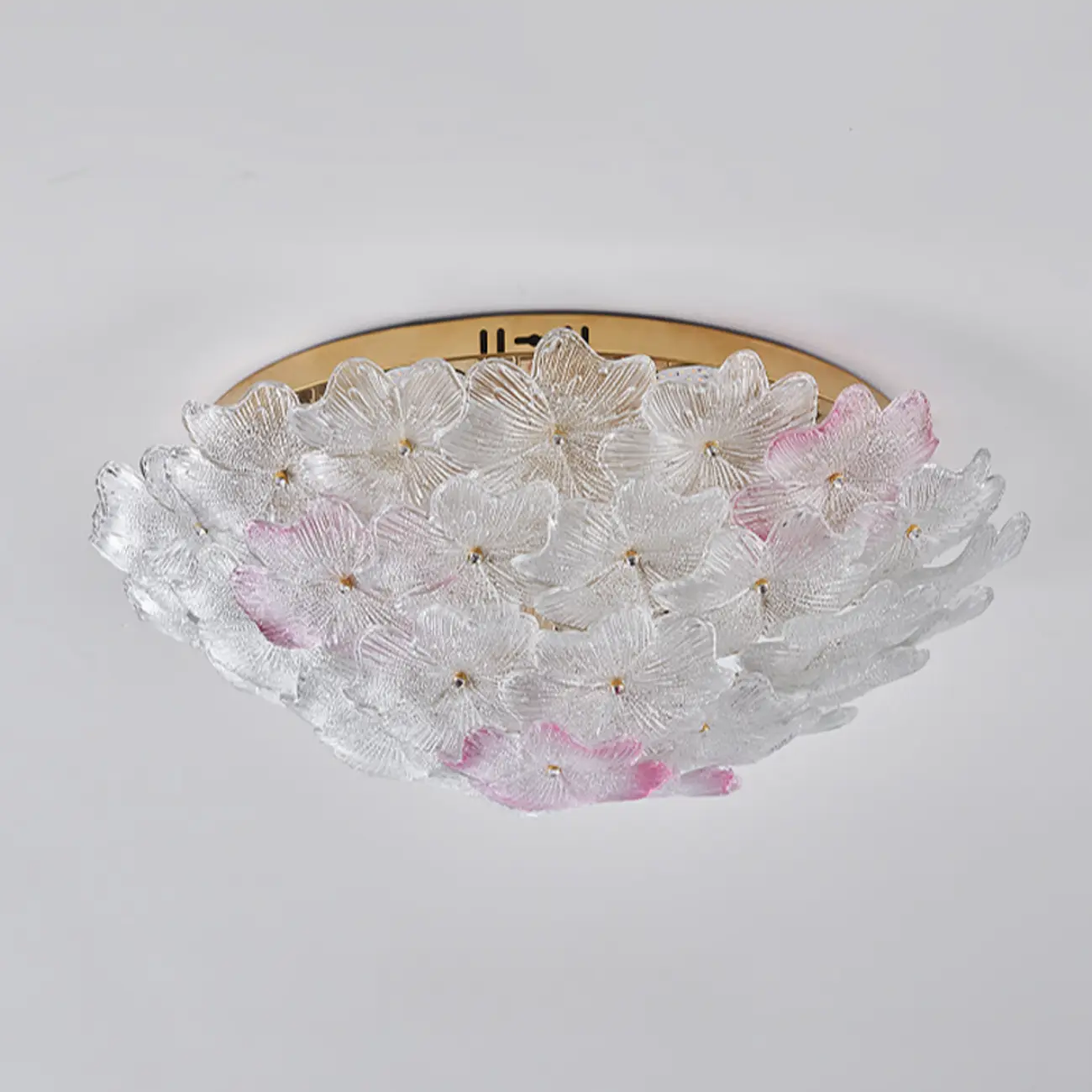 Glass Flower Shape Aureate Stainless Fixture Flush Mount Ceiling Light