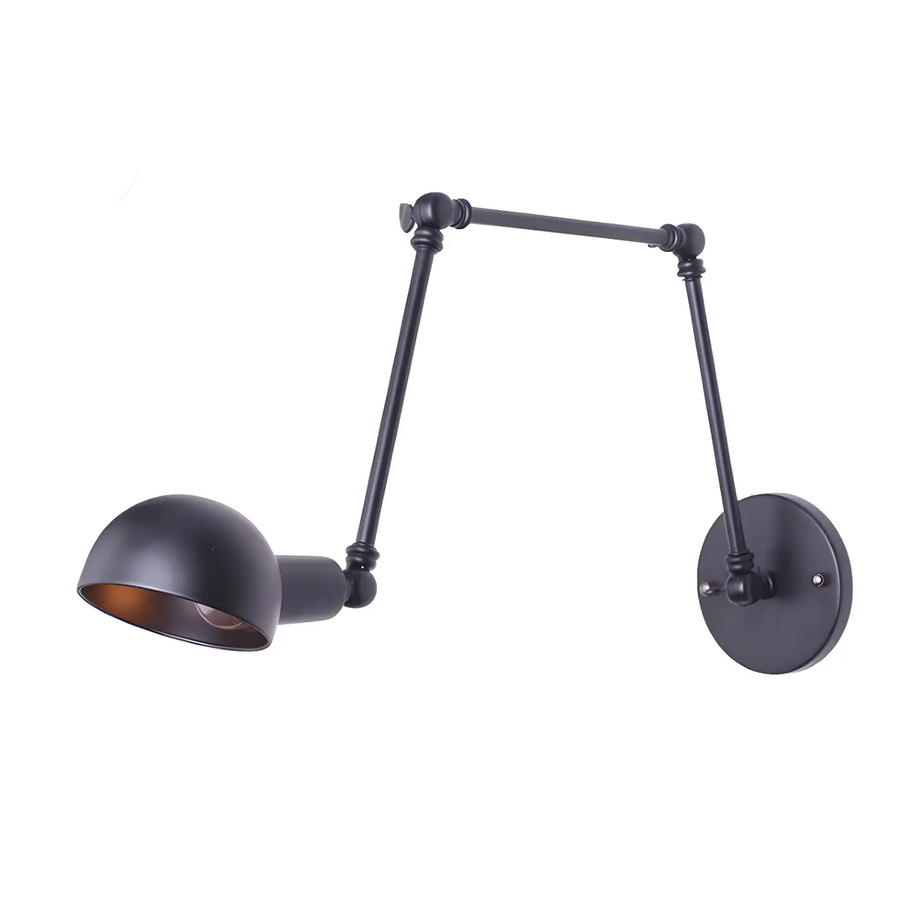 Industrial Metal Black Bowl Swing Arm Wall Light