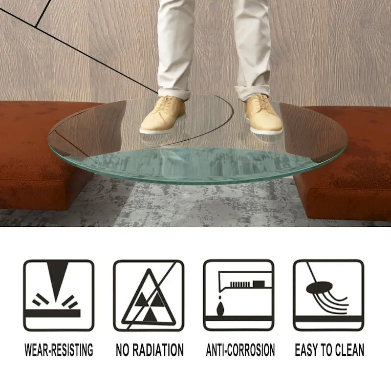 36 Inch Round Tempered Glass Table Top Clear Glass 1/4 Inch Thick Flat Polished Edge