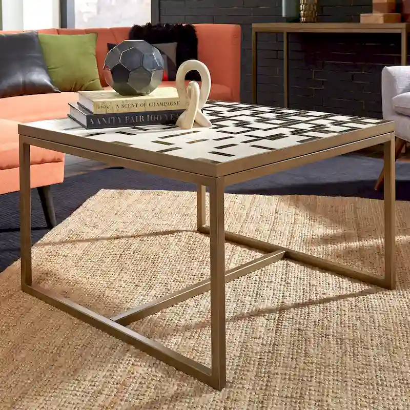 Square Coffee Table with Mosaic Tile Top