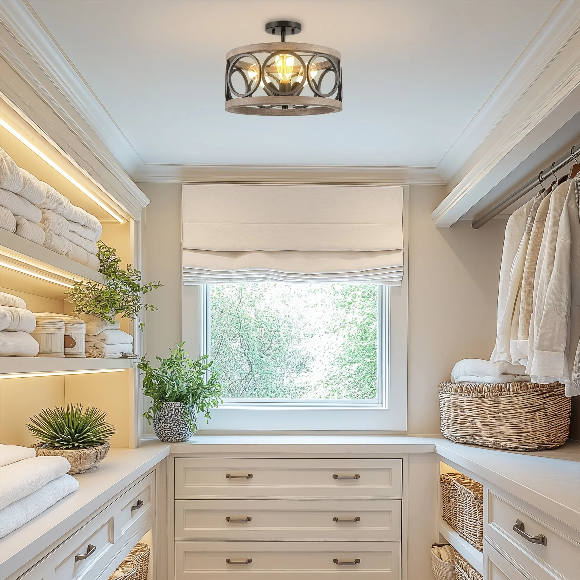 Larkin 15 3-Light Modern Farmhouse Semi-Flush Mount Ceiling Light