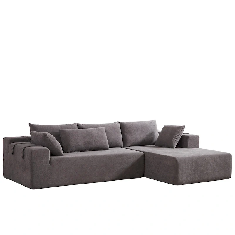 108 Chenille Modular L-Shaped Sectional Sofa with 6 Pillows, Reversible Chaise