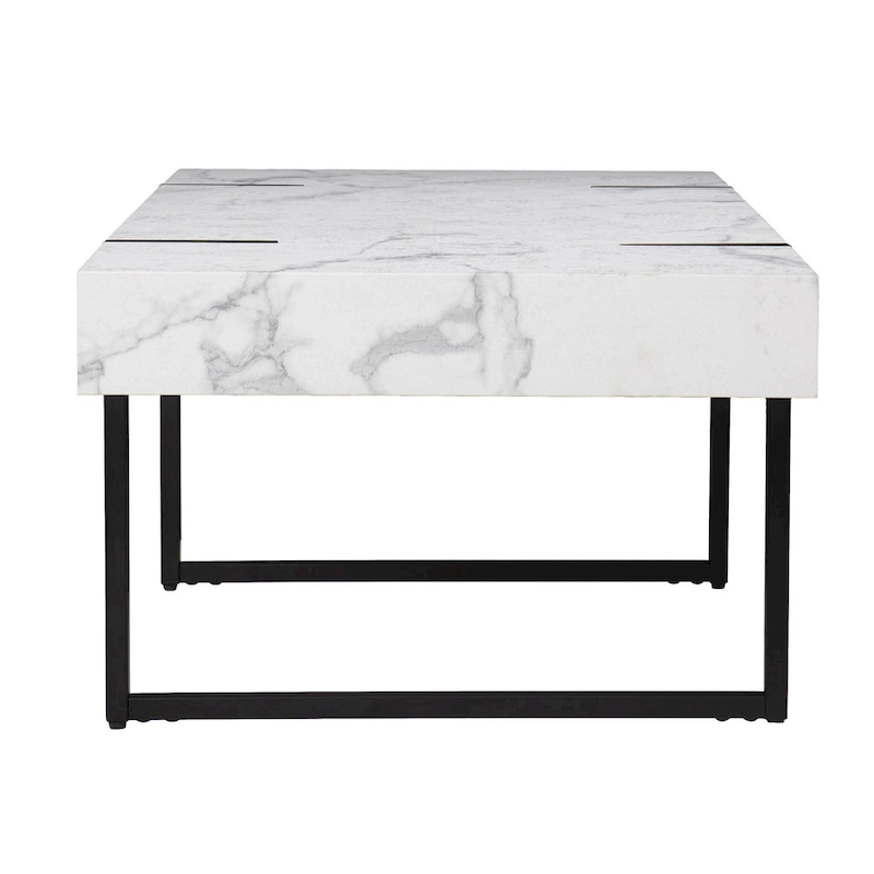 HomeRoots 43 White Faux Marble And Metal Rectangular Coffee Table - 43.25