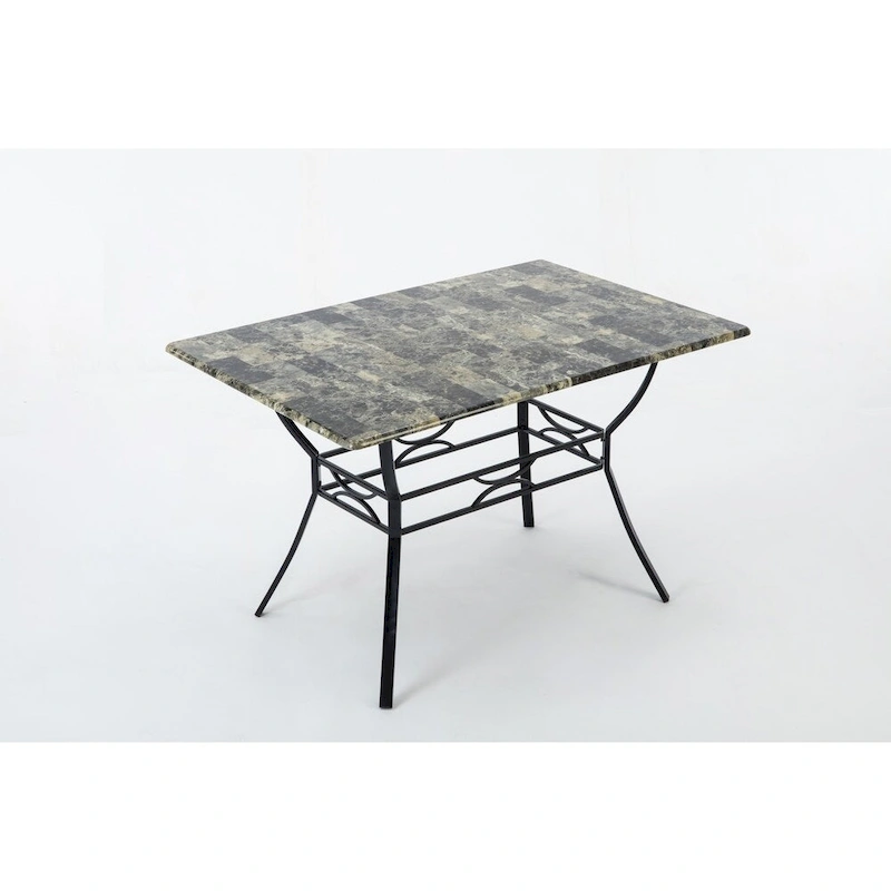 Bastian Faux Marble and Metal Dining Room Table