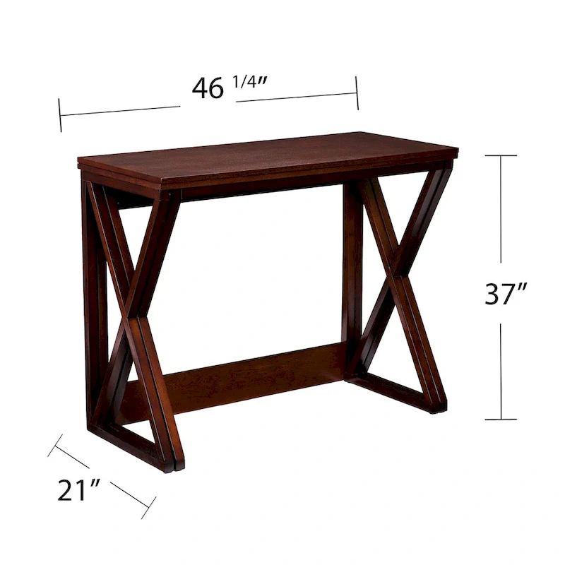 Espresso Counter Height Convertible Table | Foldable Console to Dining Desk | Seats 2-4 | Engineered Wood | 46.25
