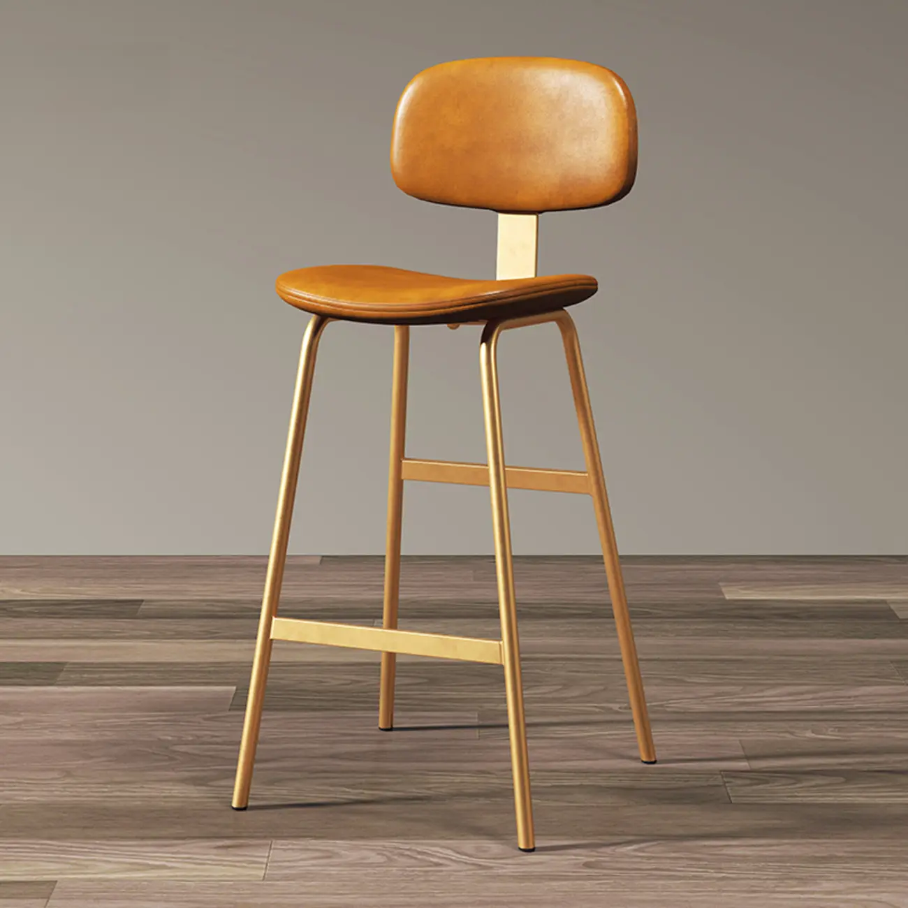 Saddle Faux Leather Counter Stools with Backs