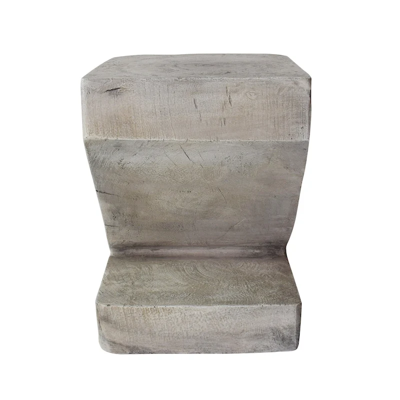 Modern Light Gray Concrete Side Table with Sculptural Design