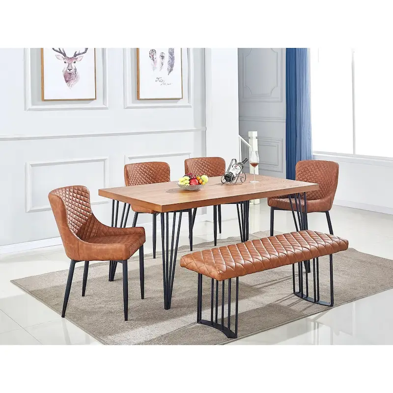 PU Leather Dining Chair with Tufted Seat and Back, Set of 4