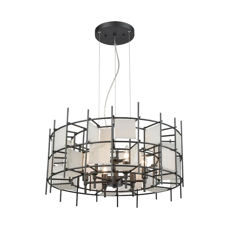 Elk Home Spanish Alabaster Dark Graphite Metal 6 Light Chandelier