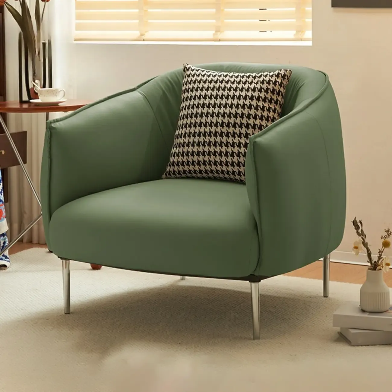 Modern Black Leather Lounge Chair Living Room