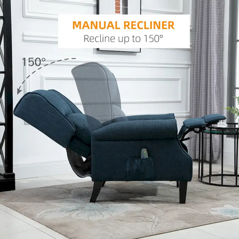 HOMCOM Wingback Heated Vibrating Massage Chair,Accent Sofa Upholstered Massage Recliner Chair Push-back with Remote Controller