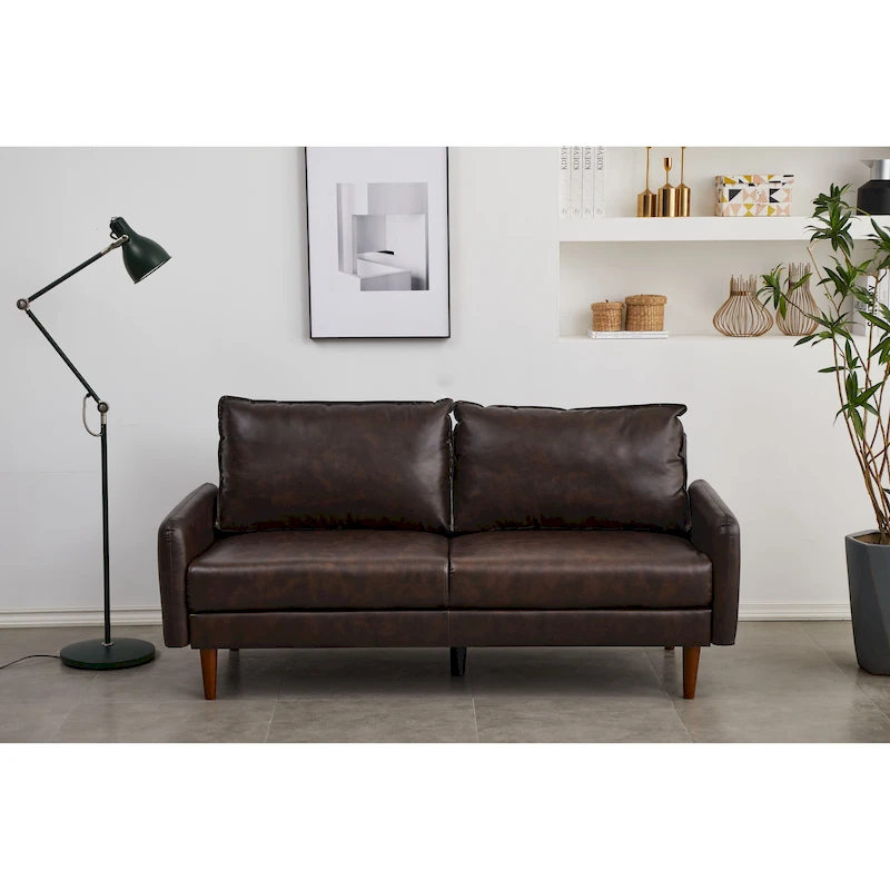 Faux leather 70 Square Arm Sofa