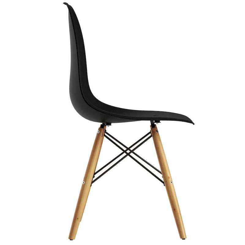 Set of 2 Modern Dining Side Chairs with Wood Legs