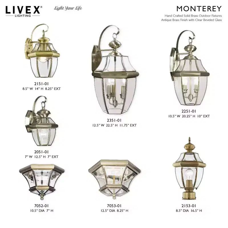 Livex Lighting Monterey 3 - Light Wall Light in Antique Brass