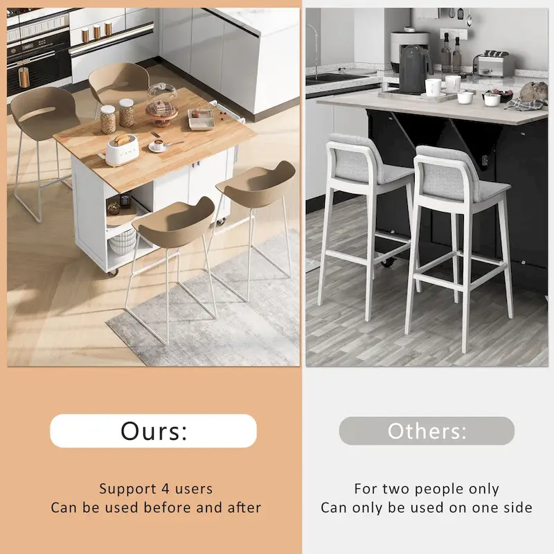 Rolling Kitchen Island w/ Foldable Counter Top,Towel Rack and Drawer