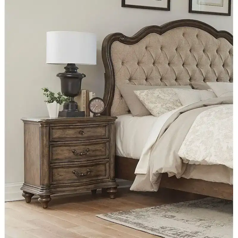 Vintage Brown Oak Finish Traditional Bedroom 6pc Formal Set