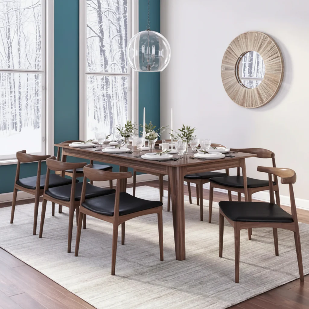 Solid Wood Armless Dining Chair with PU Seat