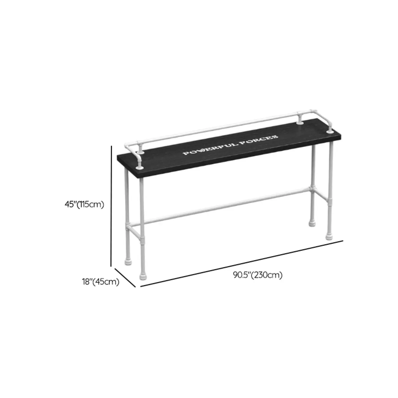 Rectangular Black Wood White Metal Four-Legged Bar Table Seat of 4