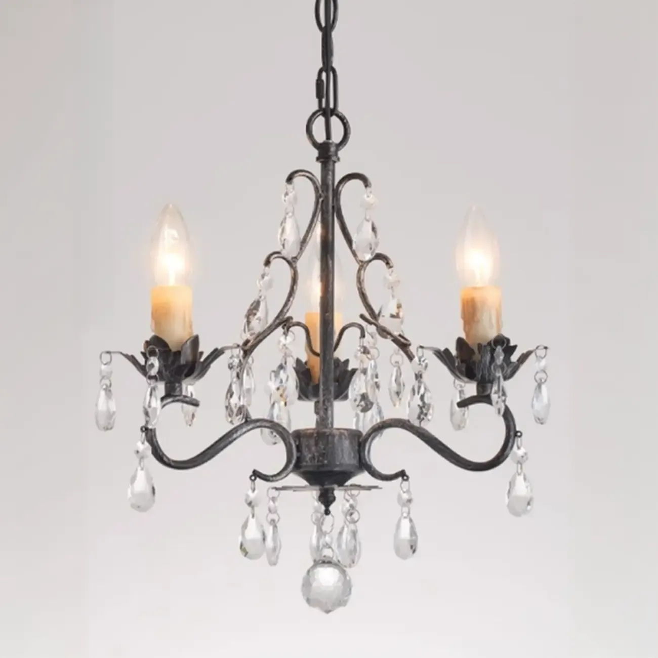 Vintage Crystal Mini Candelabra Chandelier for Dining Room